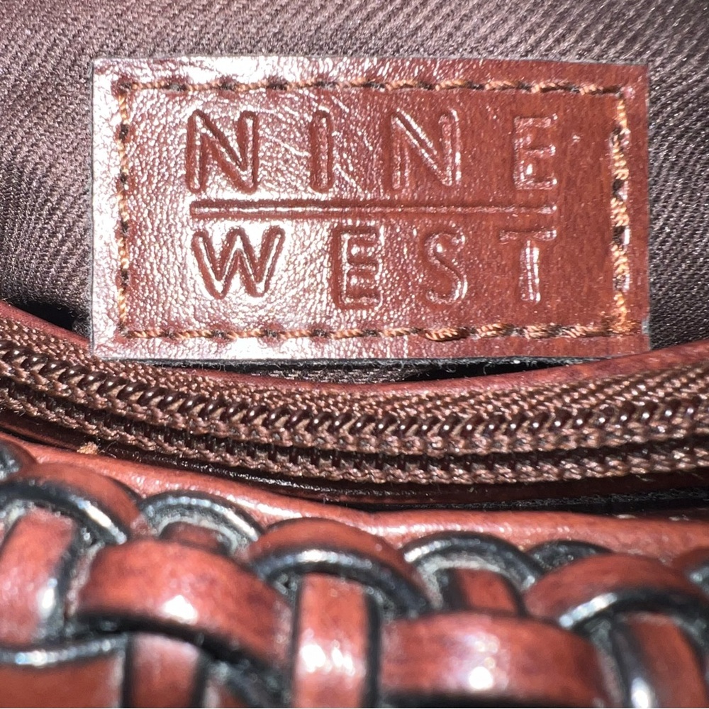 Vintage 90’s Nine West Brown Woven Weaved Leather Boho Retro HandBag Pocketbook - Picture 6 of 15